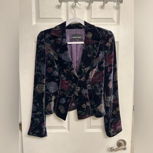 Giorgio Armani Floral Viscose Silk Blend Single Button Blazer - Riverdale